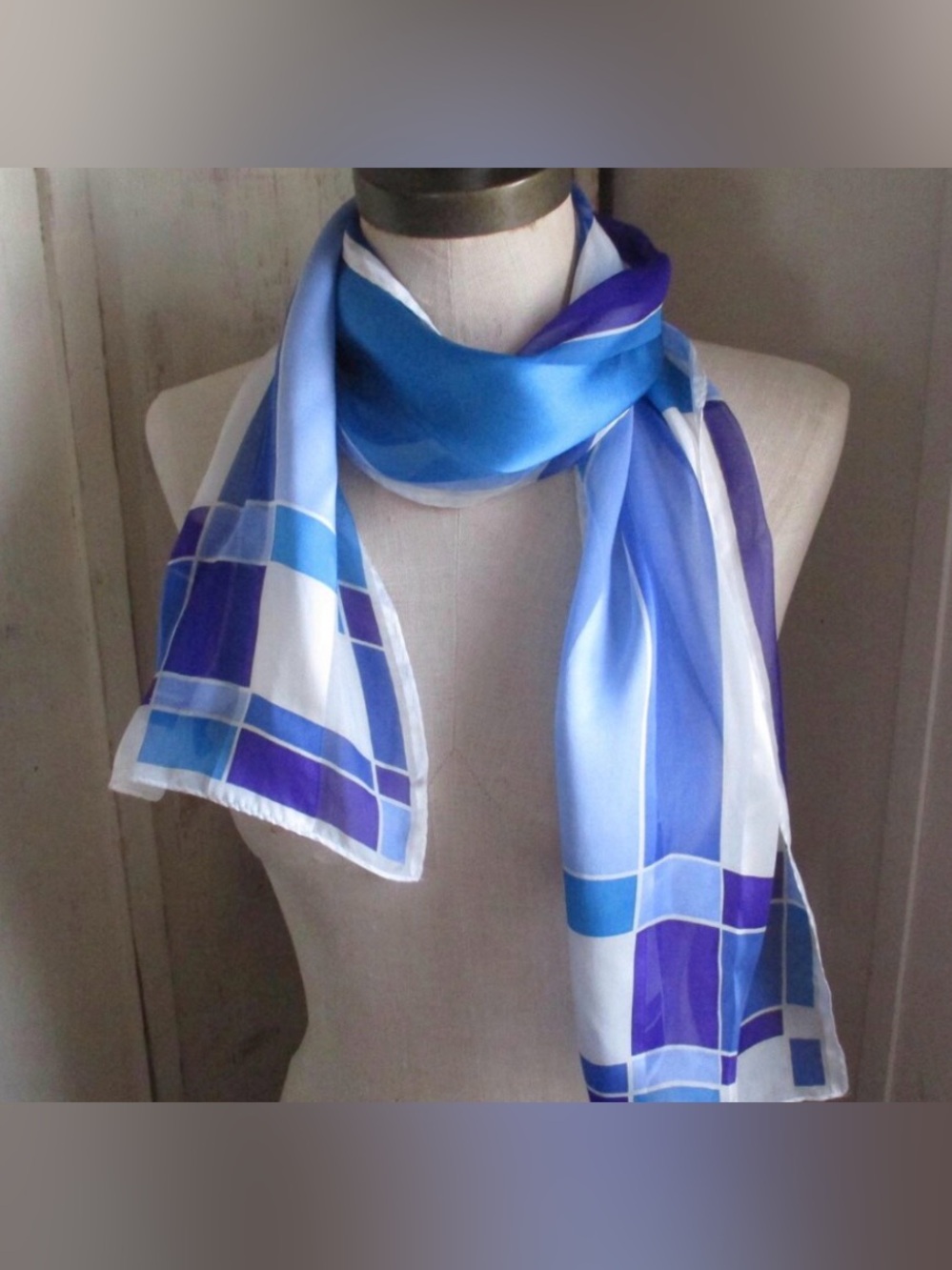 Vintage 2000s Elaine Gold Collection XIIX Ltd. Geometric Silk Scarf Abstract